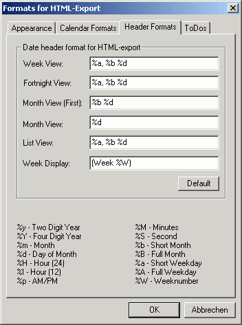 Tab Header Formats